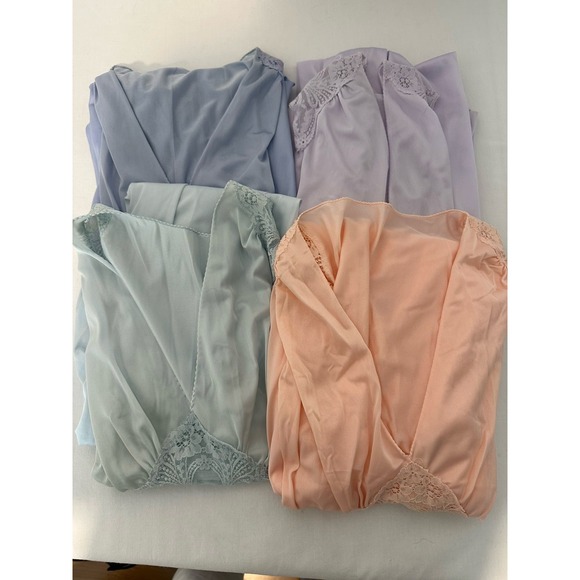 Other - Lot 4 Vintage 60s Van Raalte Pastel Nightgowns Long Full Sweep Lace Nylon Size M